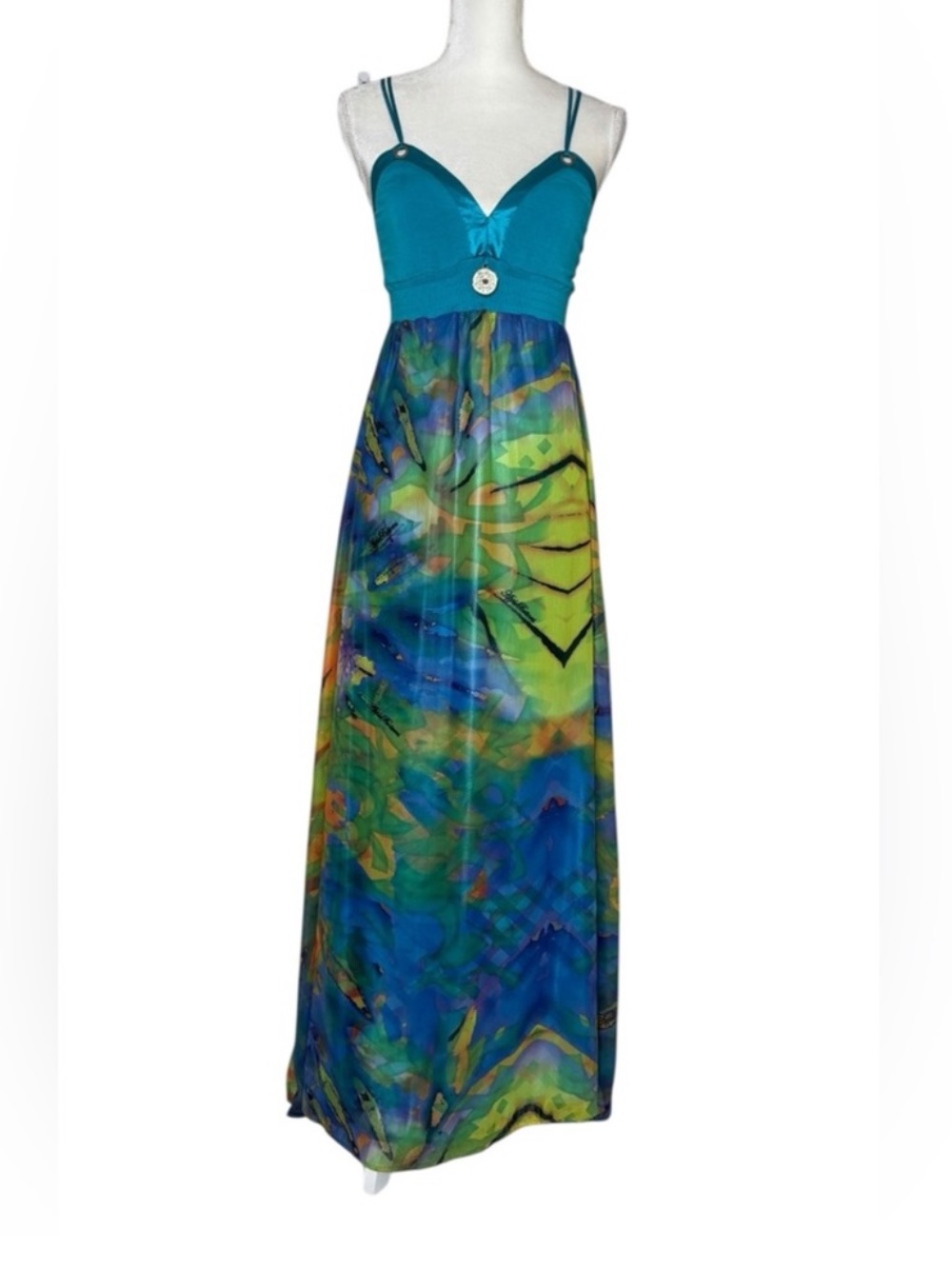 Apple Bottoms Y2K Style Artsy Abstract Sundress Maxi Dress Medium